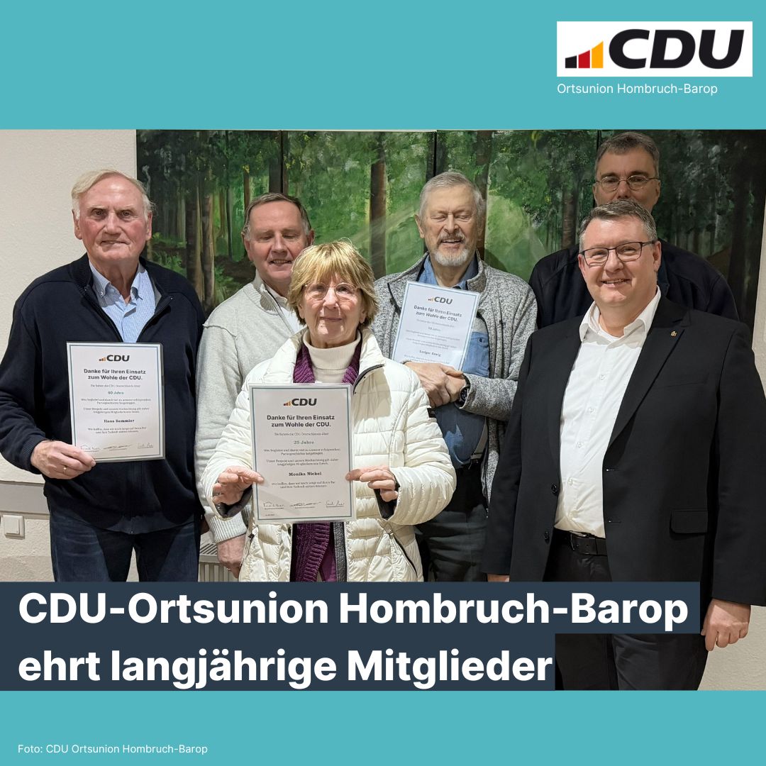 Auf dem Foto sind zu sehen (v.l.n.r.): Alt-Bezirksb�rgermeister Hans Semmler, Ratsmitglied Wolfgang Marschewski, Monika Nickel, Ludwig Erwig, Andreas Benning (hinten), Vorsitzender Guido Preuss (vorne)